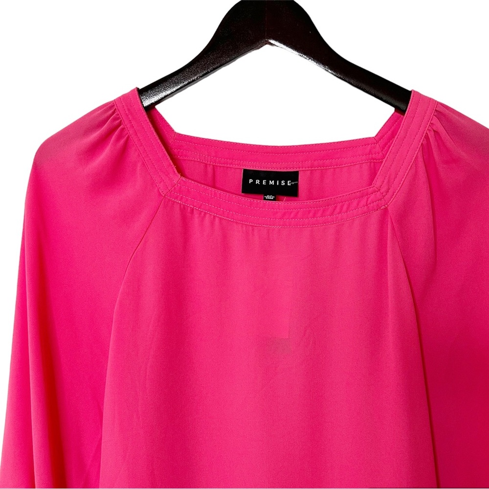 PREMISE- Lightweight 3/4” Sleeve Silky Square neck Top - Picture 3 of 7